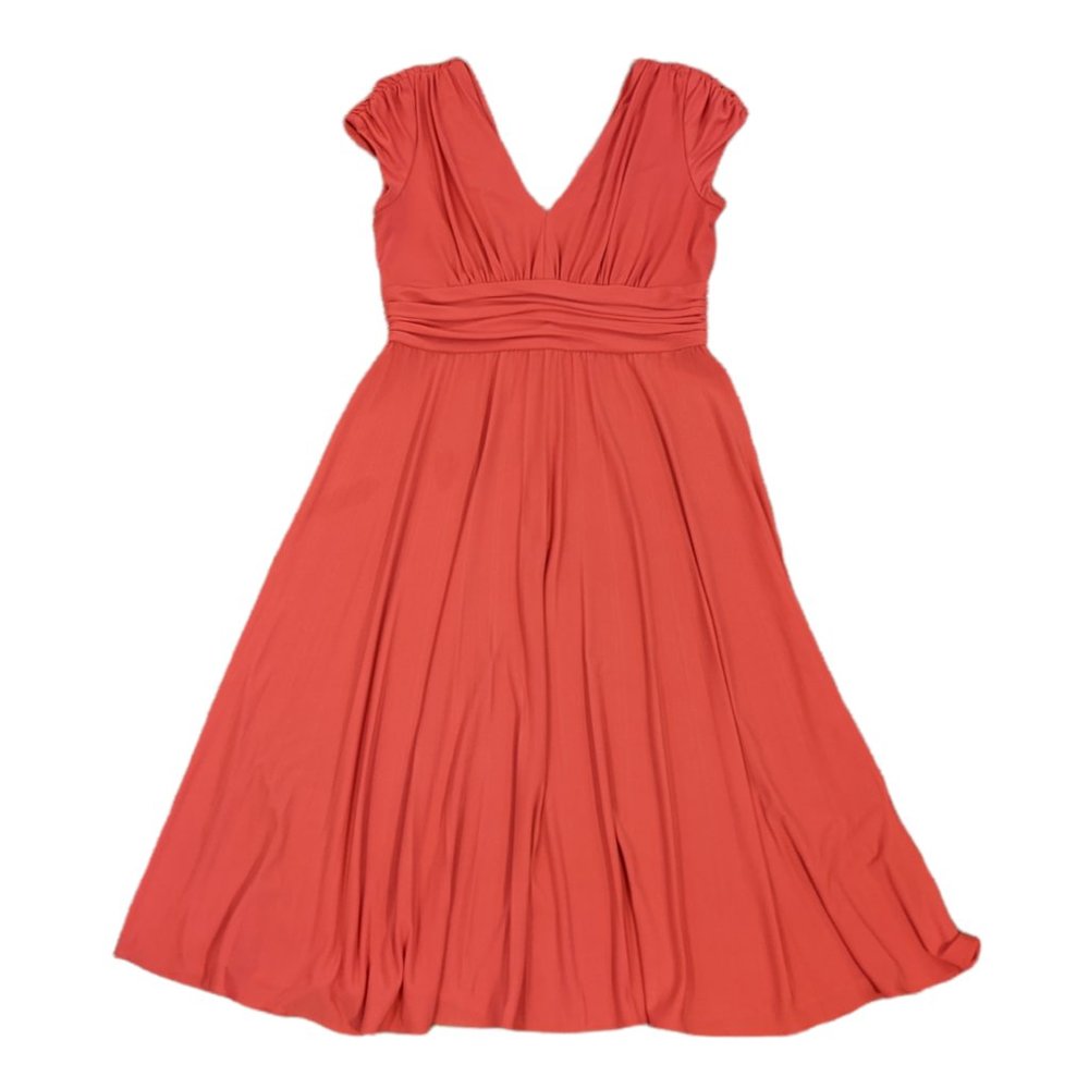 Suzi Chin for Maggy Boutique coral flowy fit-and-flare cap sleeve dress